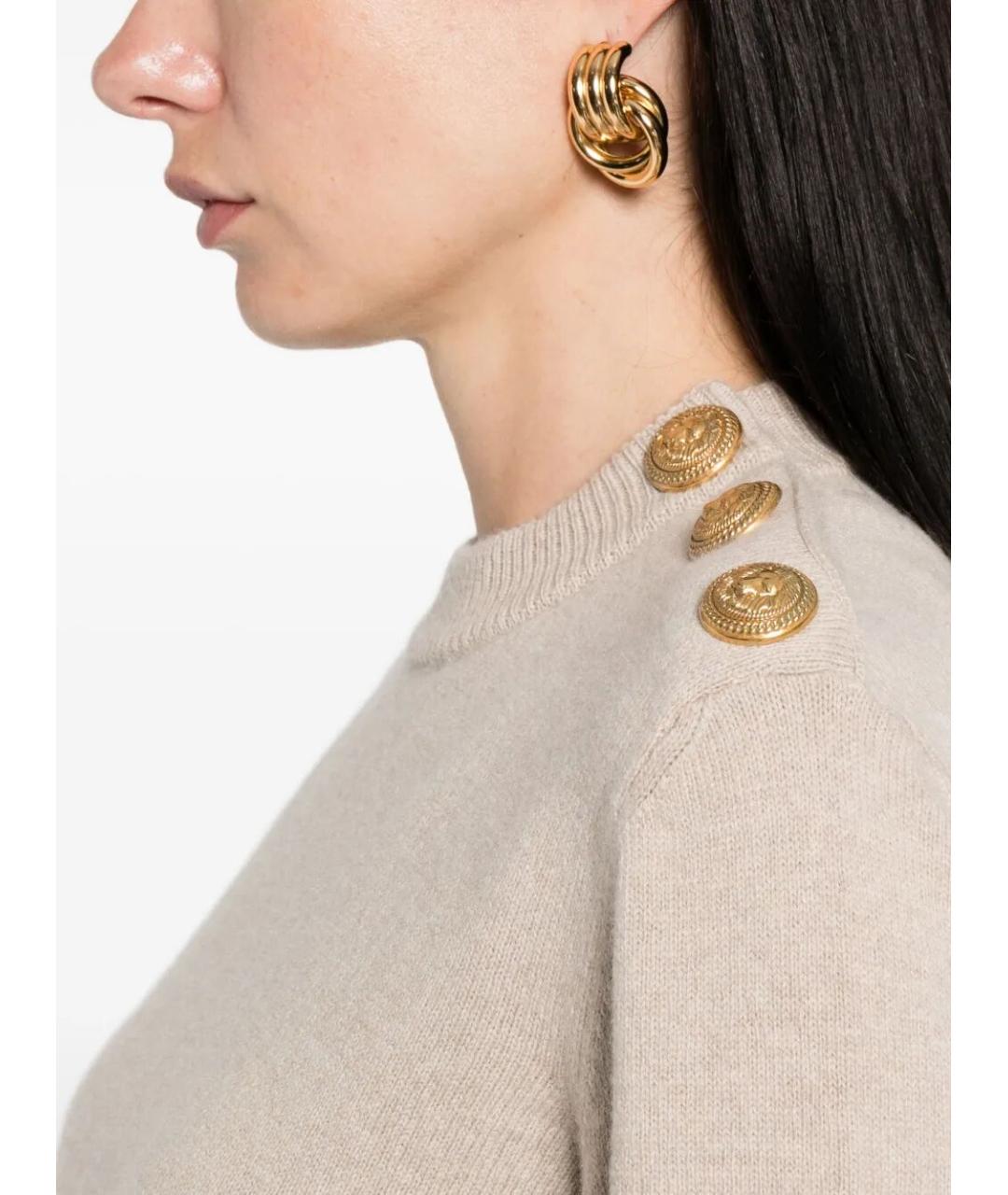 BALMAIN Бежевый шерстяной джемпер / свитер, фото 5