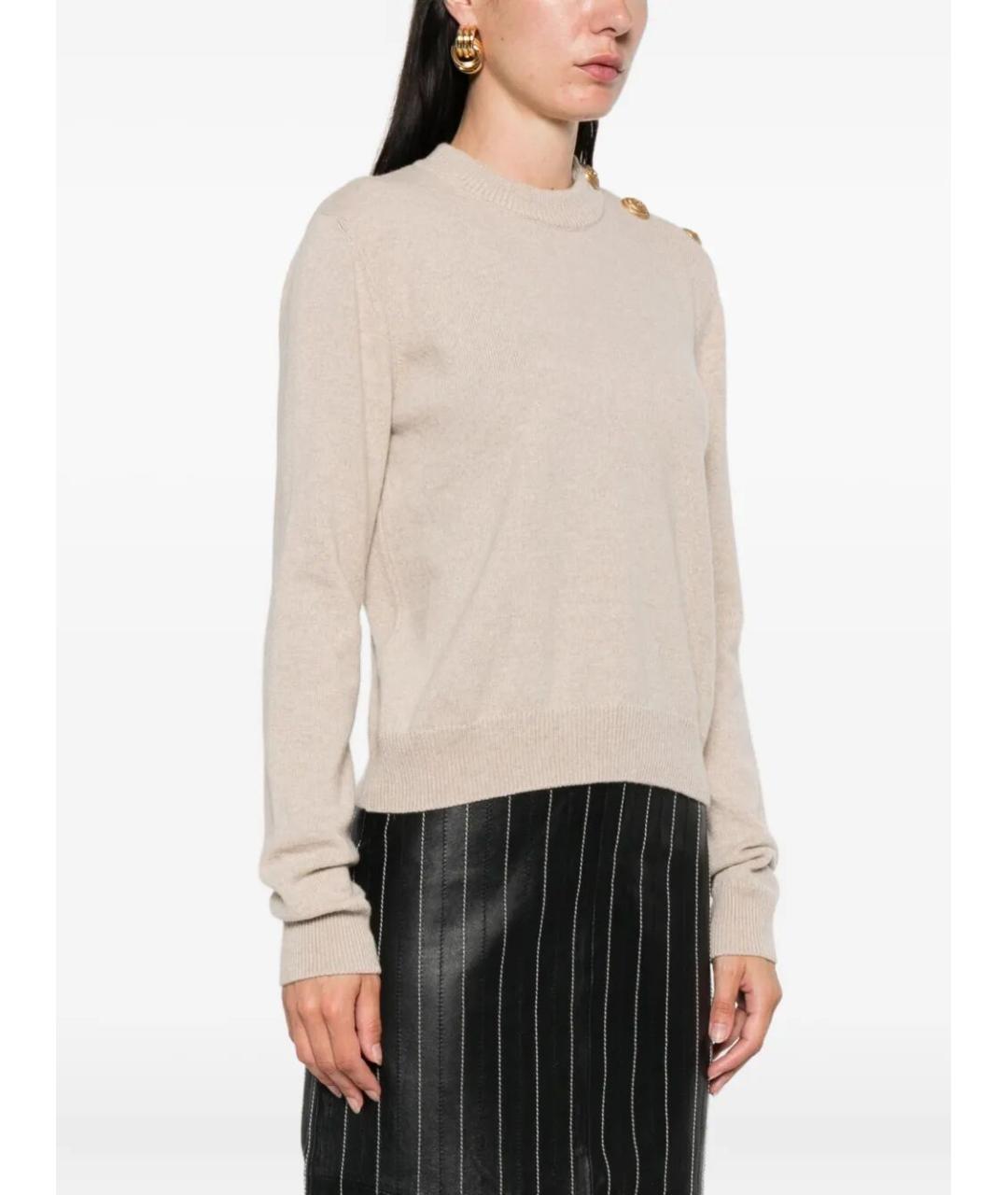 BALMAIN Бежевый шерстяной джемпер / свитер, фото 4