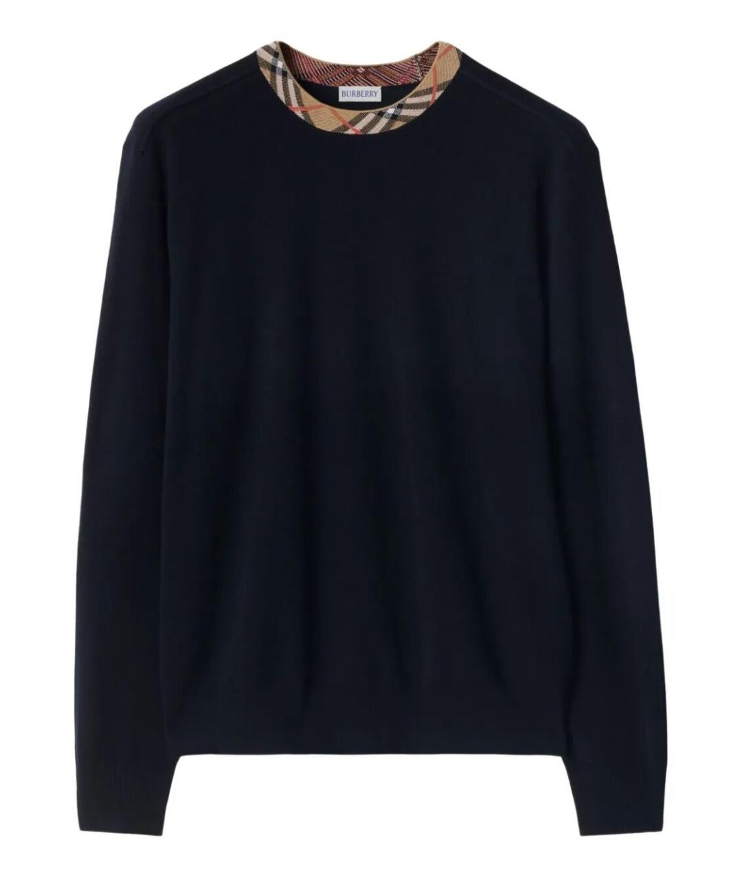 BURBERRY Темно-синий шерстяной джемпер / свитер, фото 1