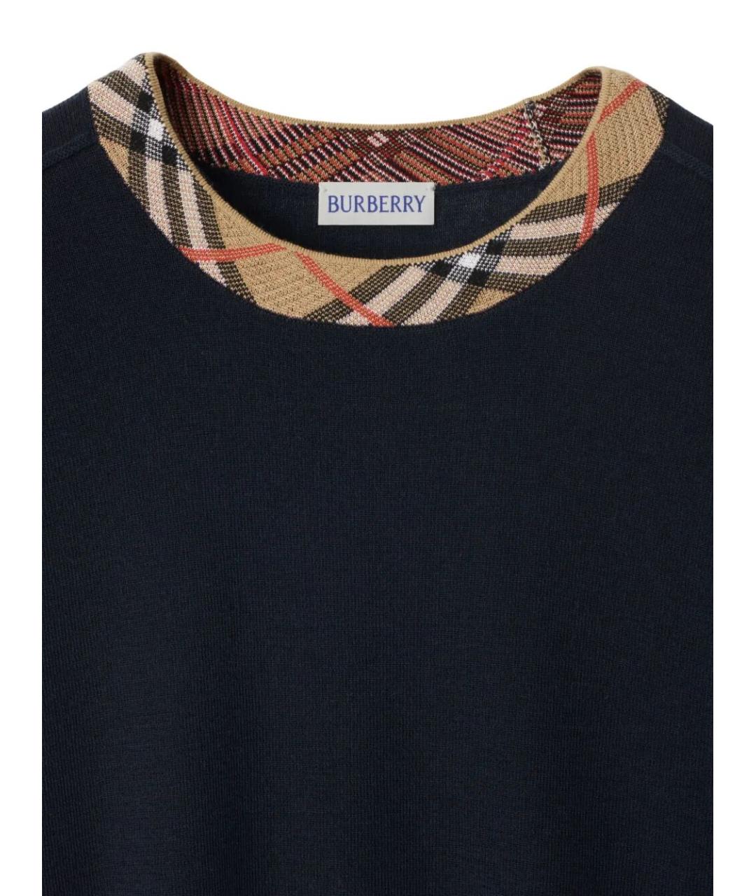 BURBERRY Темно-синий шерстяной джемпер / свитер, фото 3