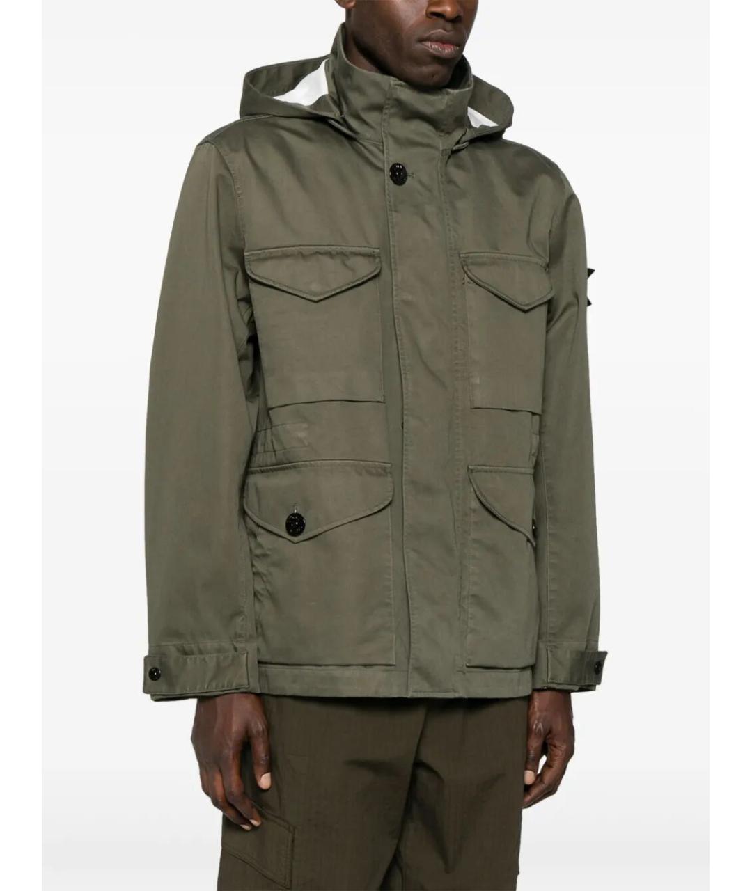 STONE ISLAND Зеленая хлопковая куртка, фото 4