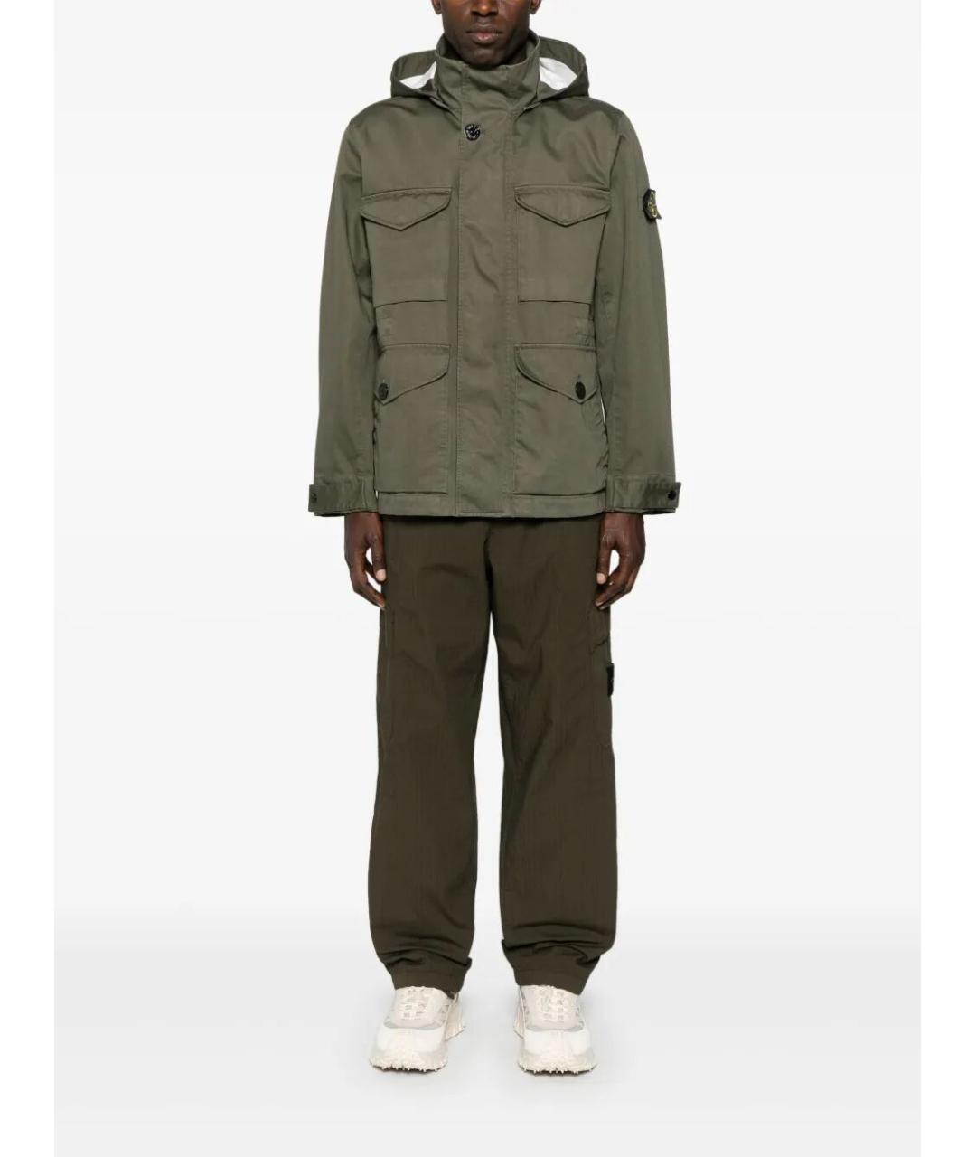 STONE ISLAND Зеленая хлопковая куртка, фото 2