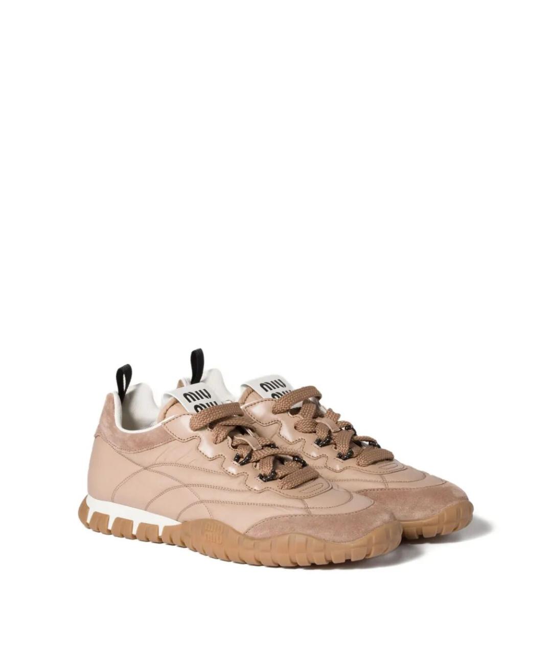 MIU MIU Розовые текстильные кроссовки, фото 4