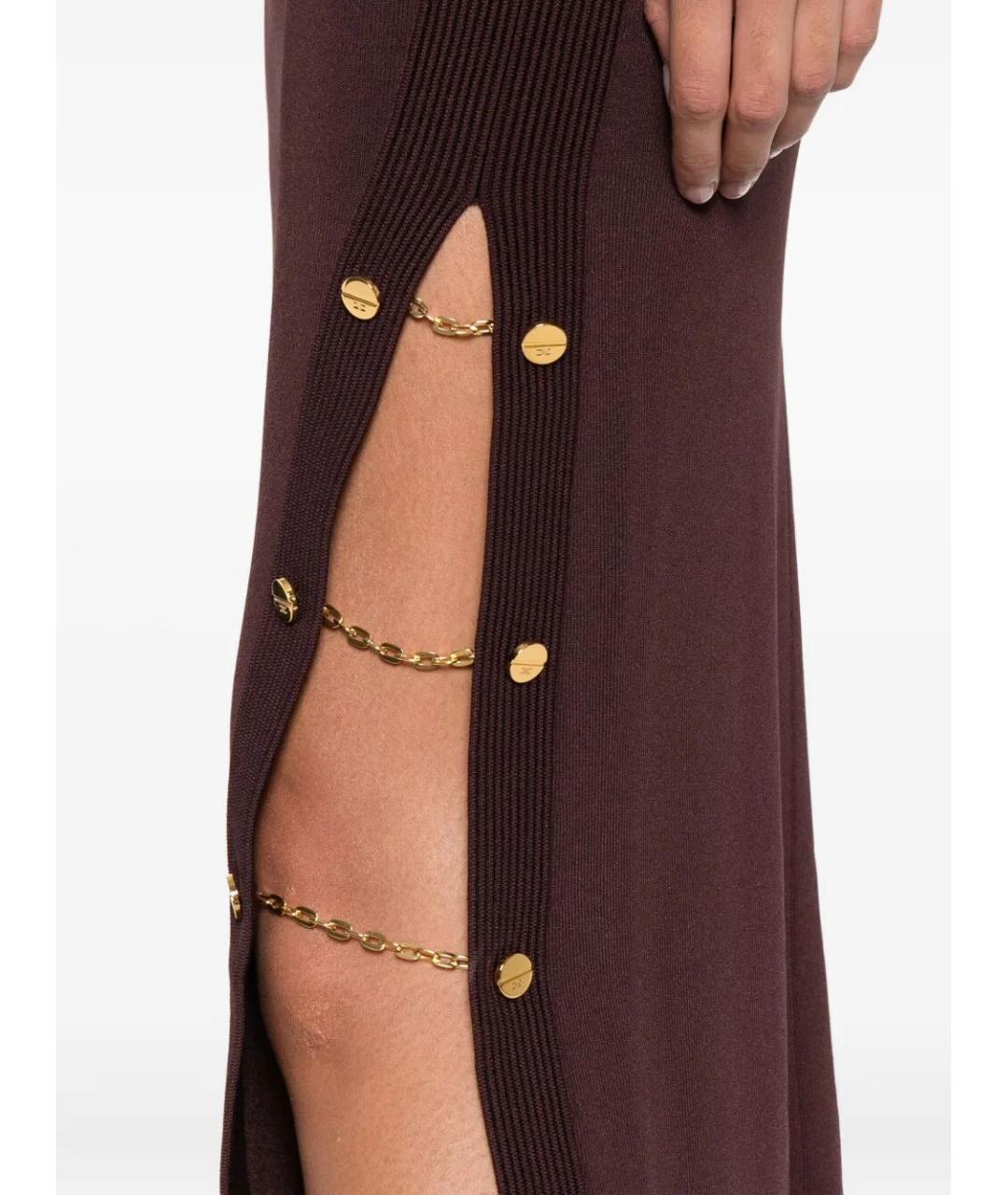 ELISABETTA FRANCHI Бордовое вискозное повседневное платье, фото 5