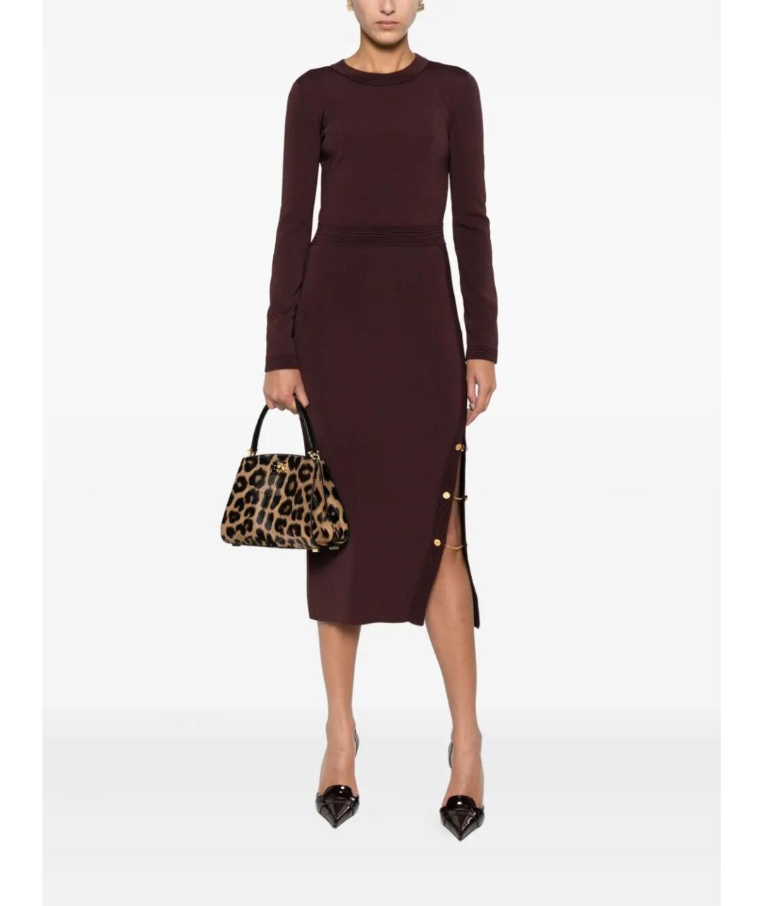 ELISABETTA FRANCHI Бордовое вискозное повседневное платье, фото 2