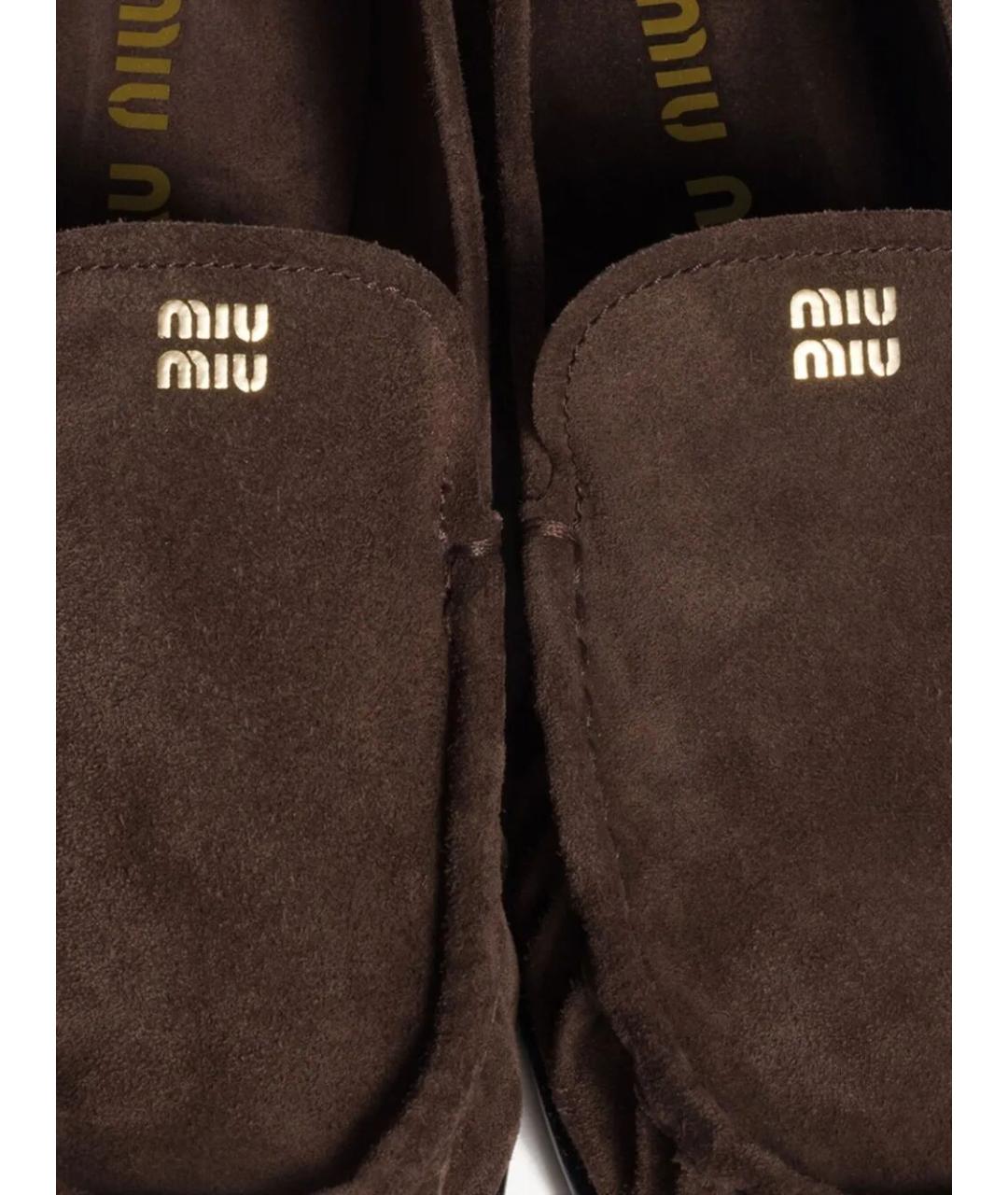 MIU MIU Коричневые замшевые лоферы, фото 4