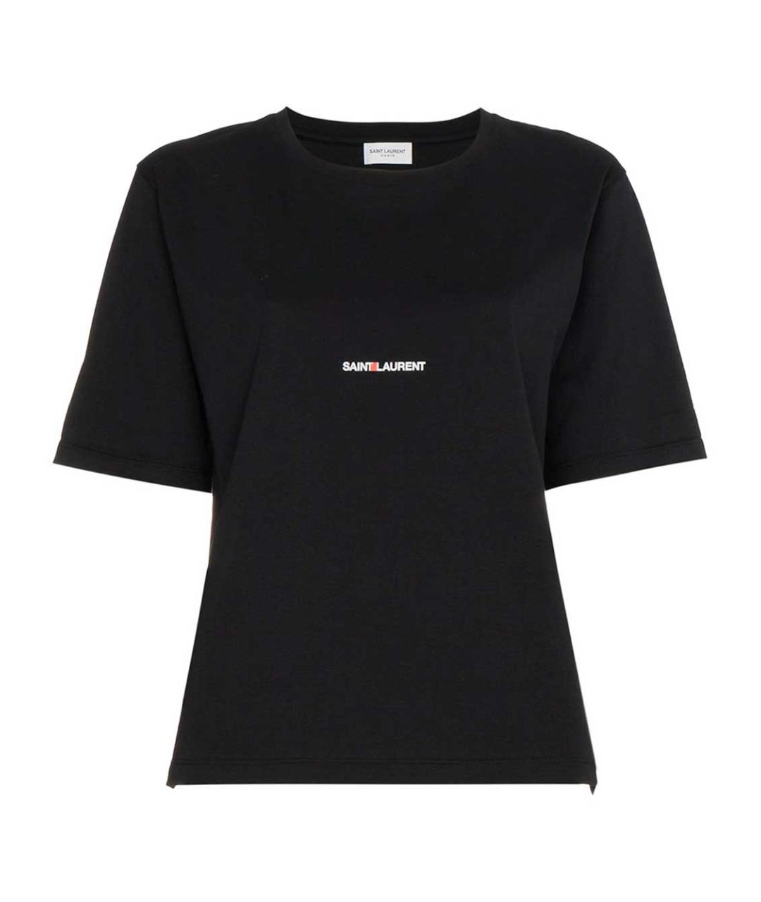 SAINT LAURENT Черная хлопковая футболка, фото 1