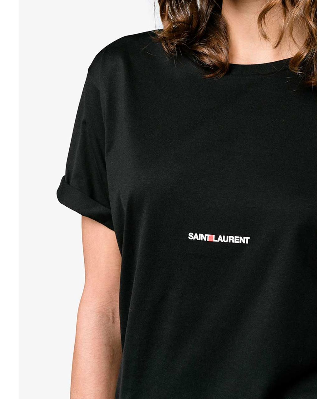 SAINT LAURENT Черная хлопковая футболка, фото 4