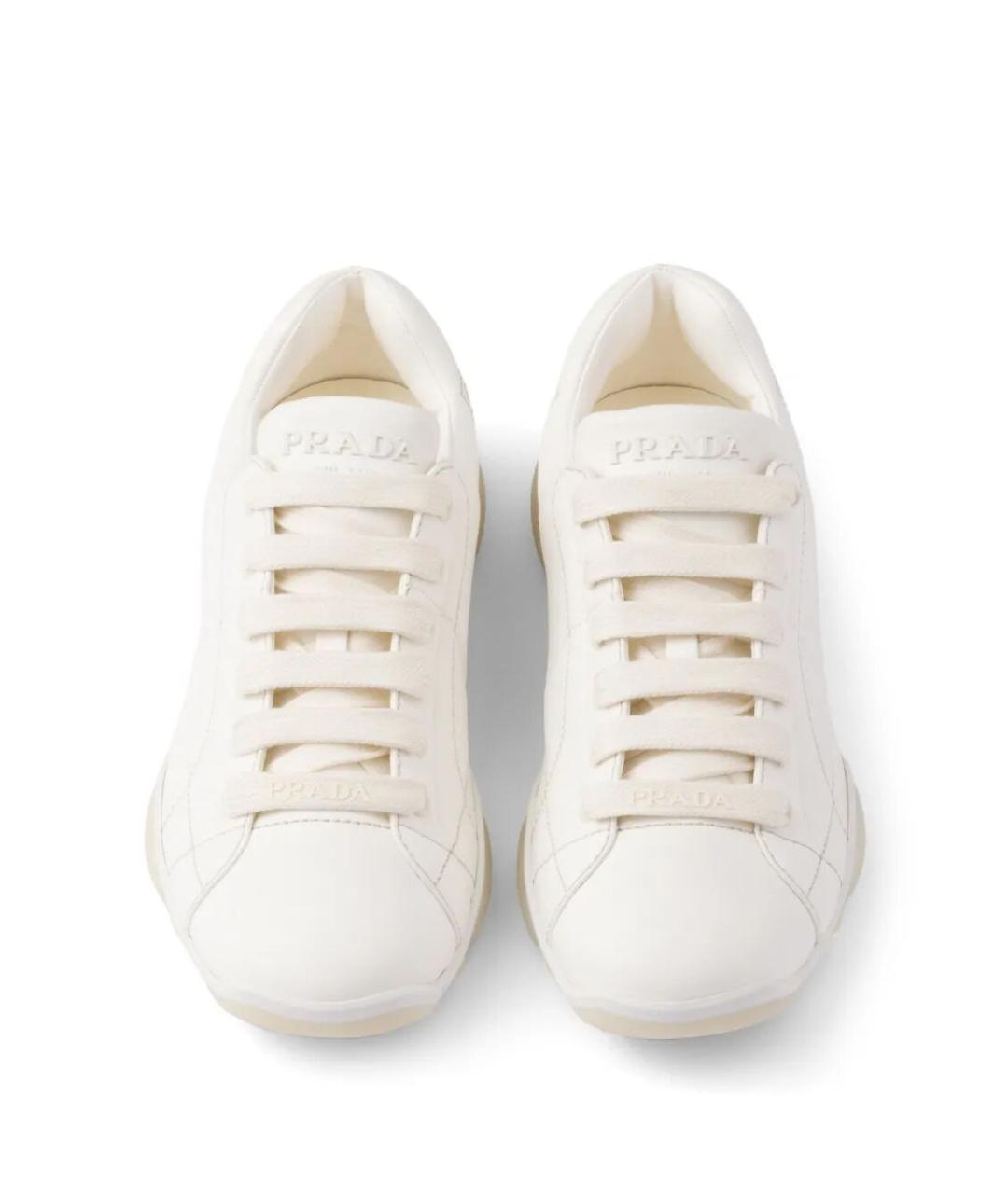 PRADA Бежевые кожаные кроссовки, фото 2