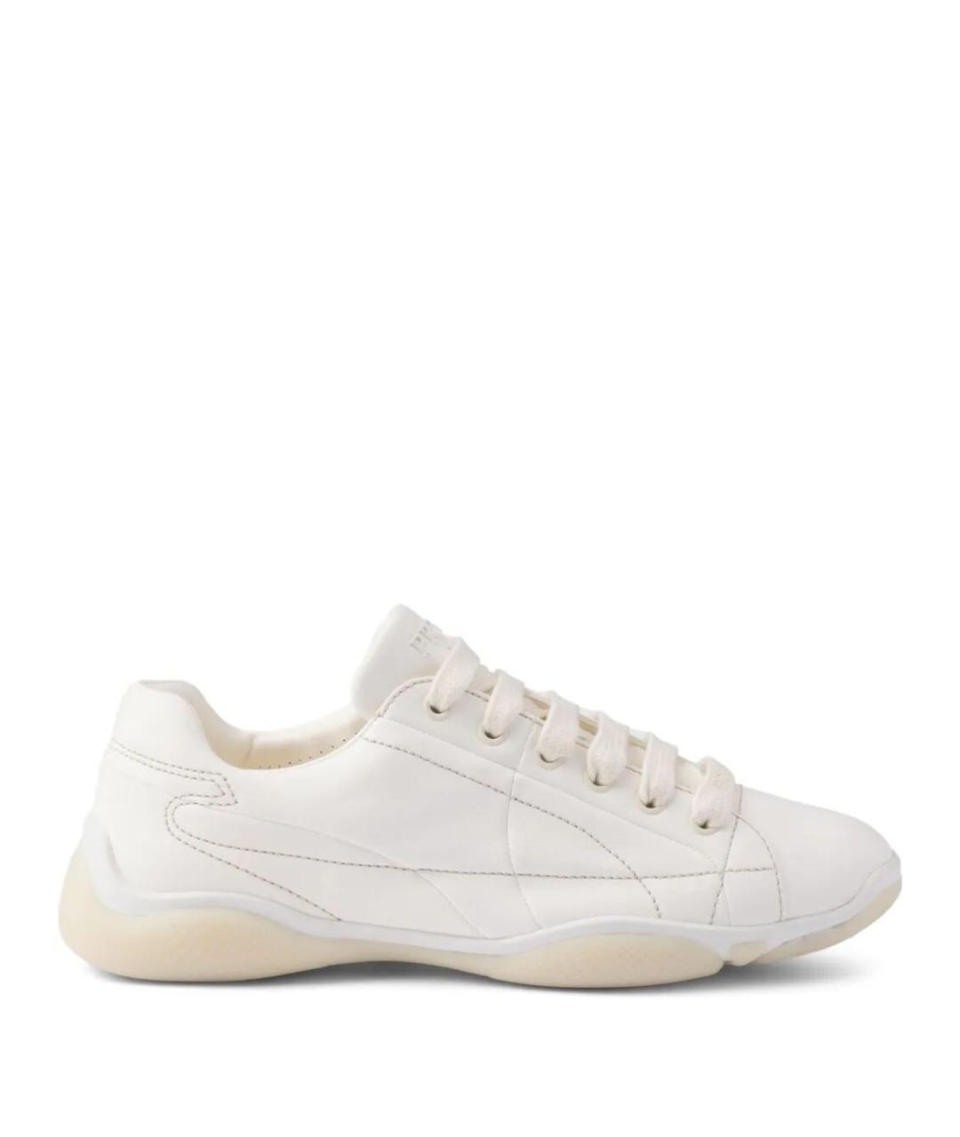 PRADA Бежевые кожаные кроссовки, фото 1