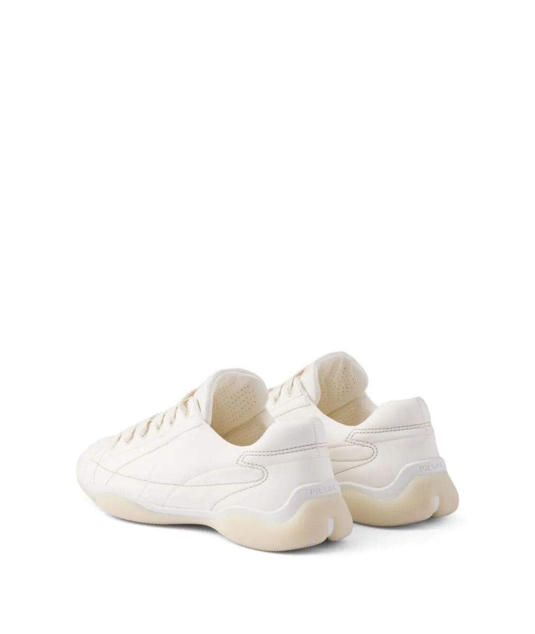 PRADA Бежевые кожаные кроссовки, фото 3