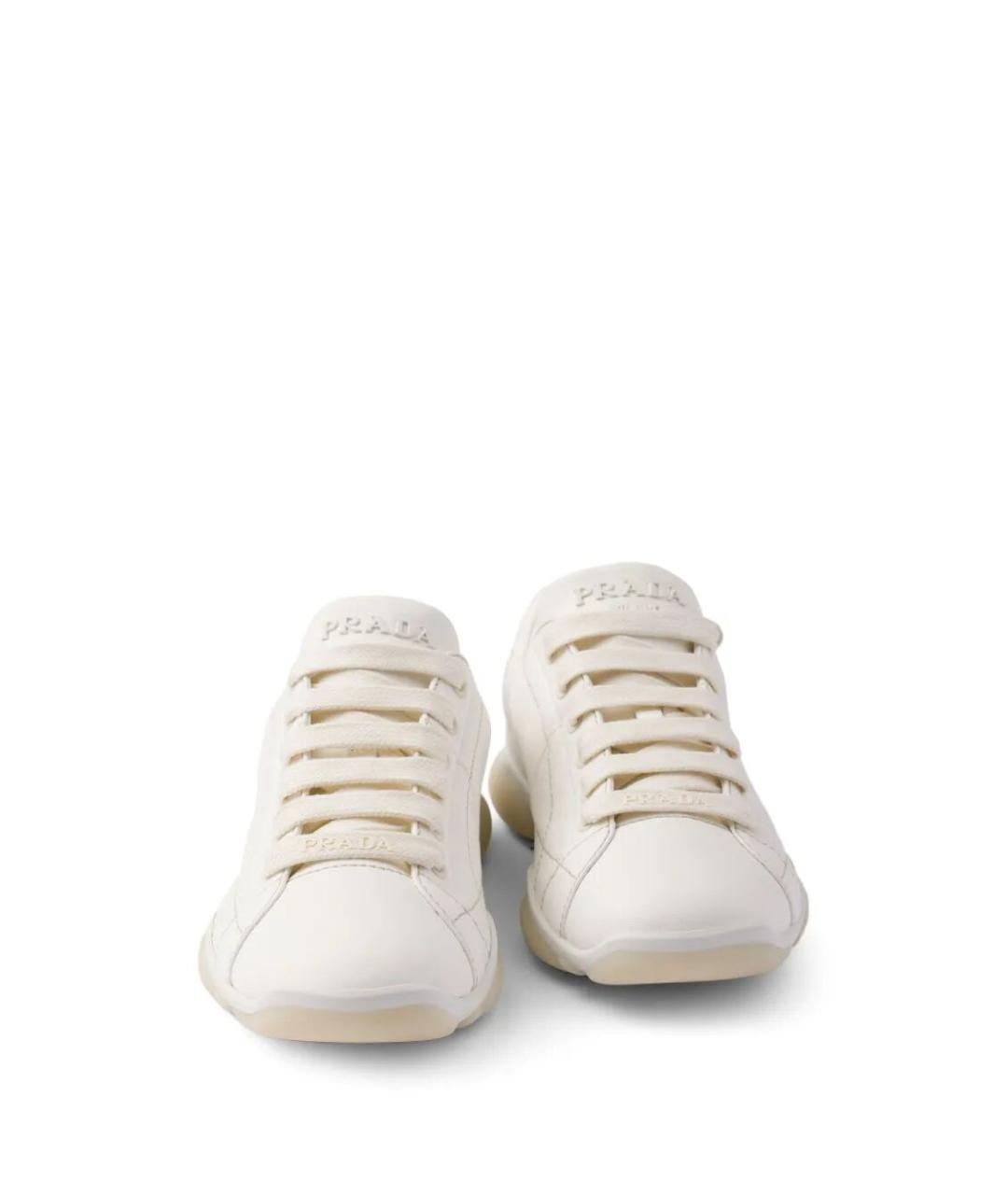 PRADA Бежевые кожаные кроссовки, фото 5