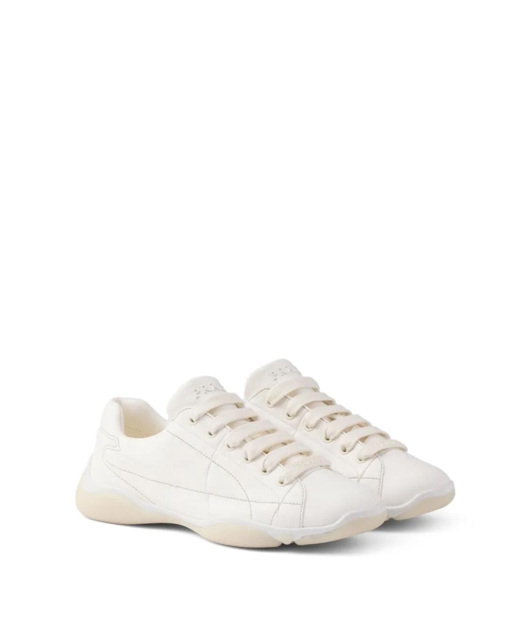 PRADA Бежевые кожаные кроссовки, фото 4