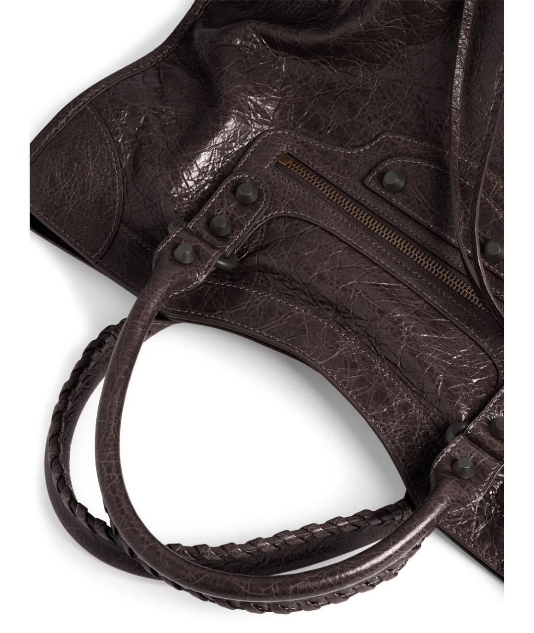 BALENCIAGA Коричневая кожаная сумка тоут, фото 7