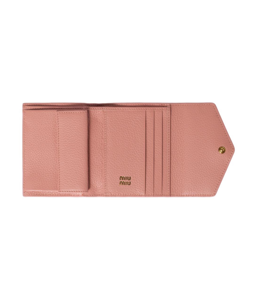 MIU MIU Розовый кожаный кошелек, фото 3
