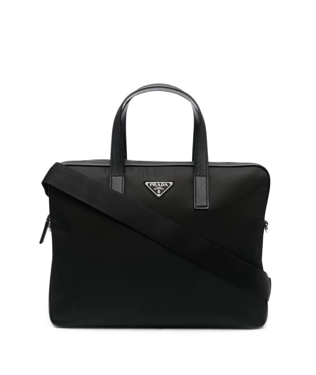 PRADA Черный тканевый портфель, фото 1