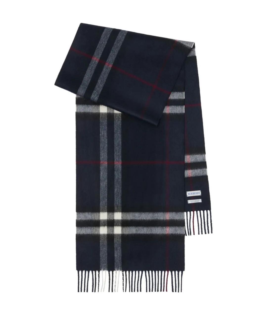 BURBERRY Темно-синий кашемировый шарф, фото 1
