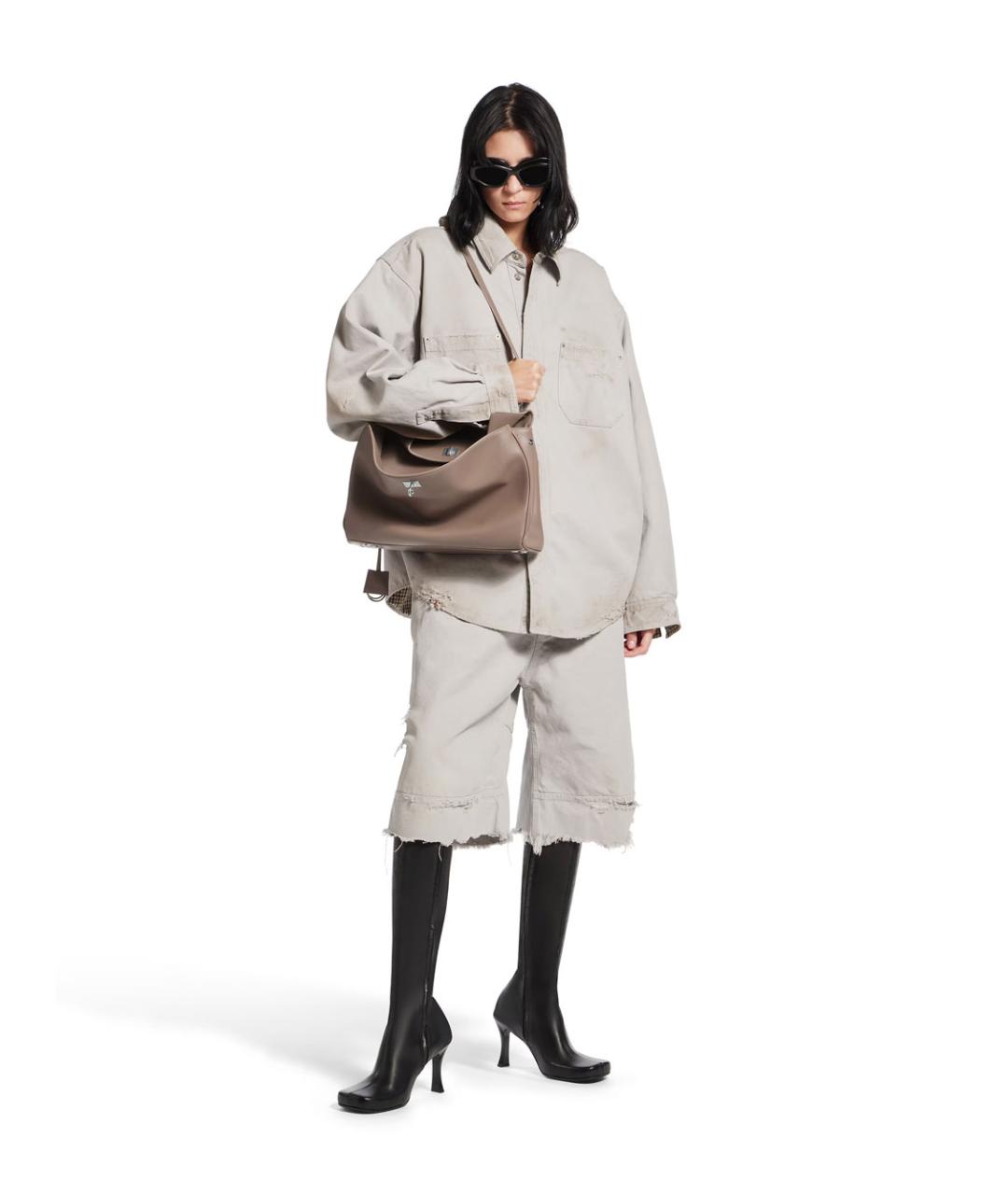 BALENCIAGA Бежевая кожаная сумка тоут, фото 2