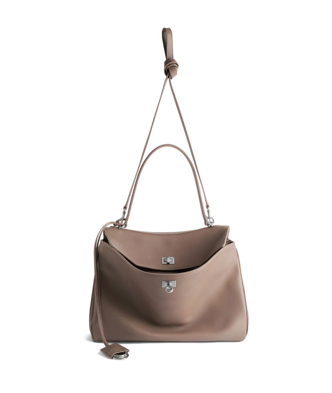 BALENCIAGA Бежевая кожаная сумка тоут, фото 5