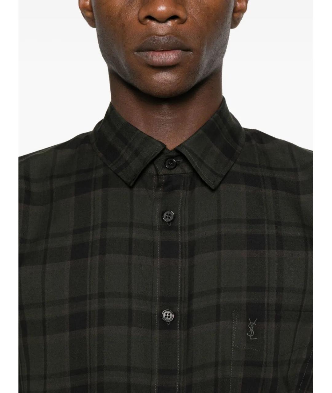 SAINT LAURENT Зеленая хлопковая кэжуал рубашка, фото 4