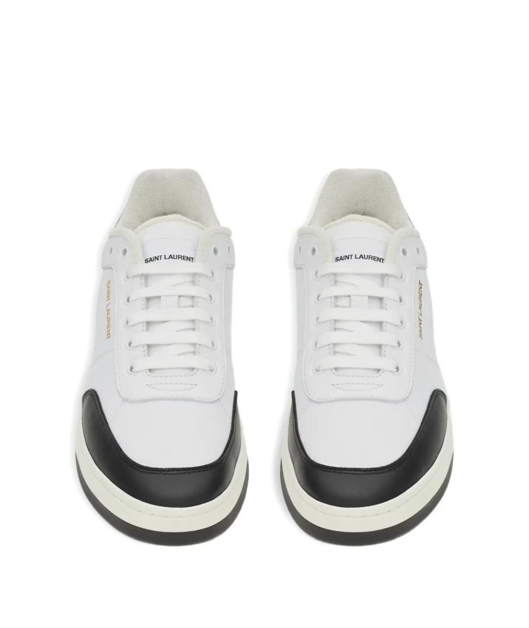 SAINT LAURENT Белые кожаные низкие кроссовки / кеды, фото 2