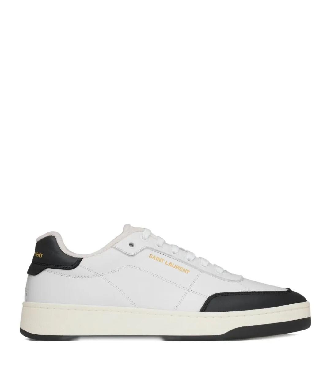 SAINT LAURENT Белые кожаные низкие кроссовки / кеды, фото 1