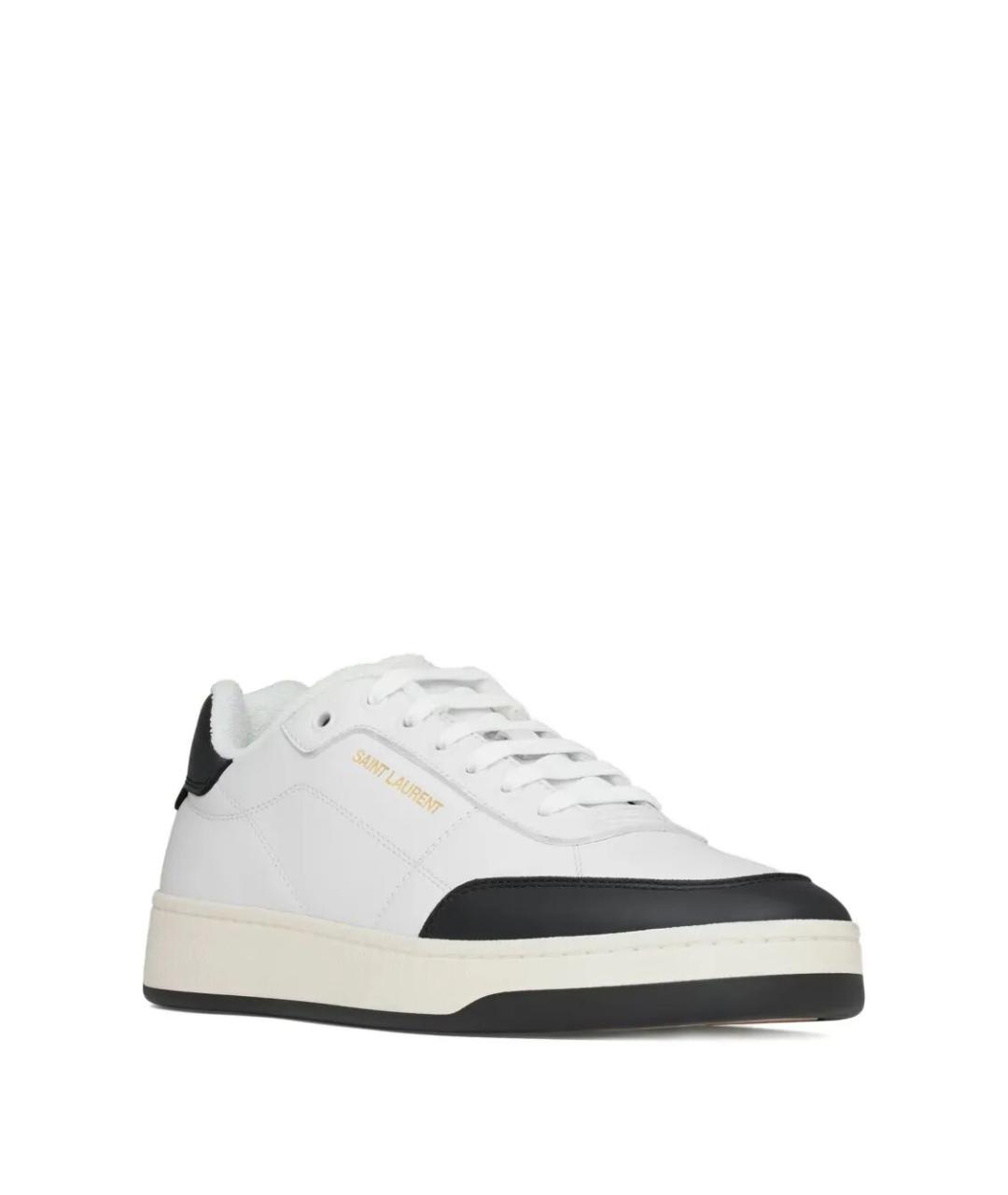 SAINT LAURENT Белые кожаные низкие кроссовки / кеды, фото 3