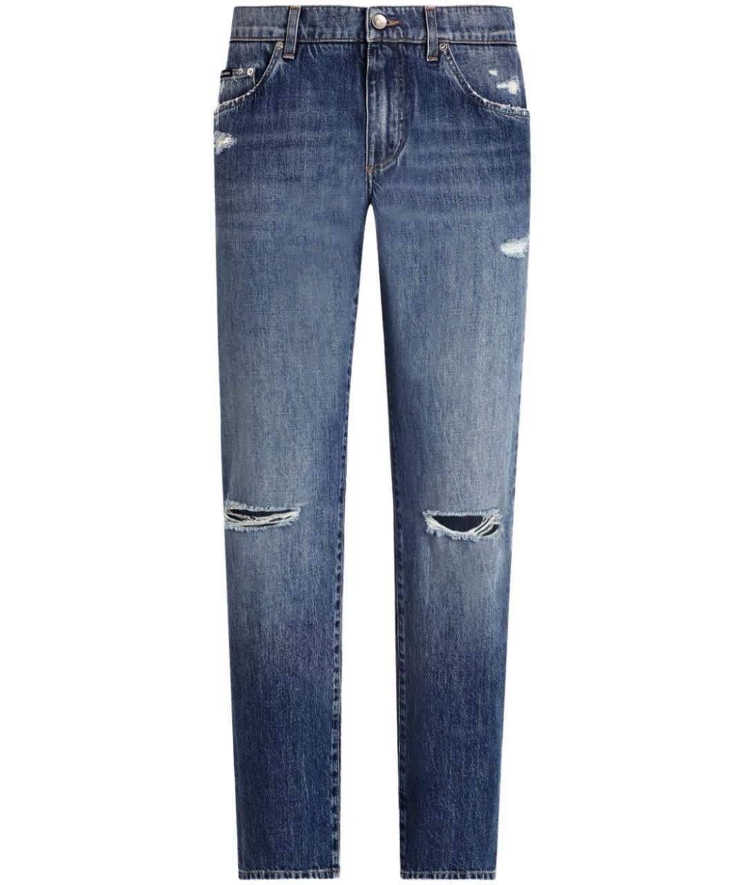 DOLCE&GABBANA Синие хлопковые прямые джинсы, фото 1