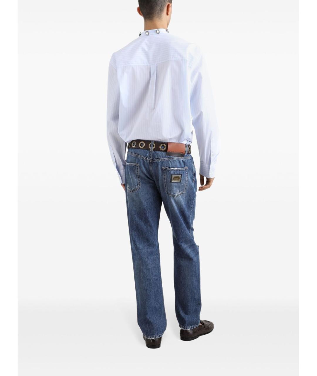 DOLCE&GABBANA Синие хлопковые прямые джинсы, фото 3