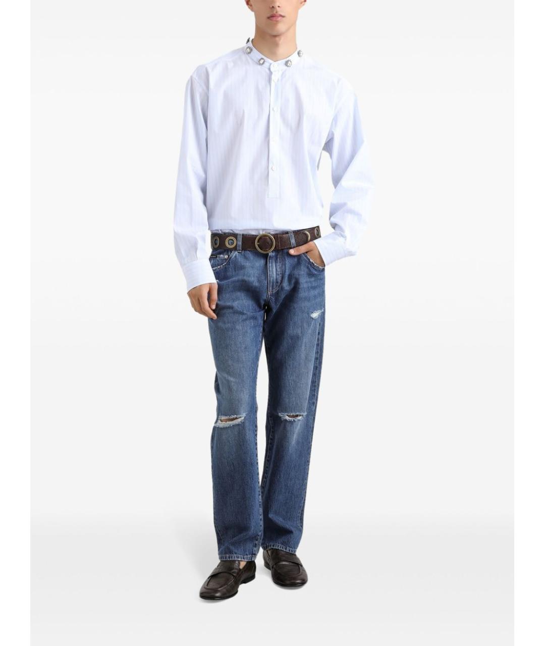 DOLCE&GABBANA Синие хлопковые прямые джинсы, фото 4