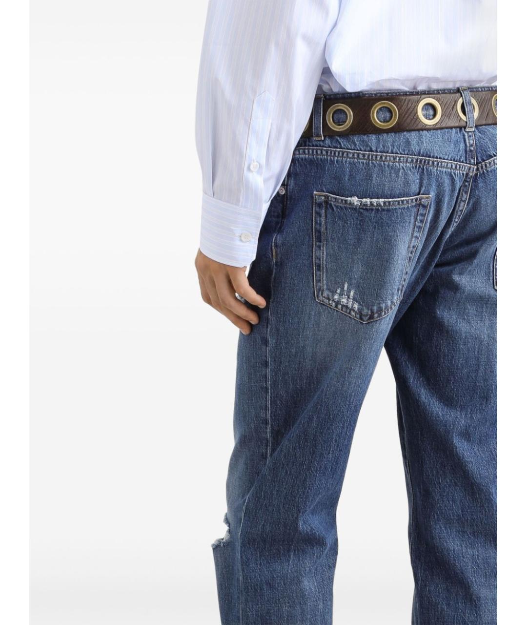 DOLCE&GABBANA Синие хлопковые прямые джинсы, фото 5