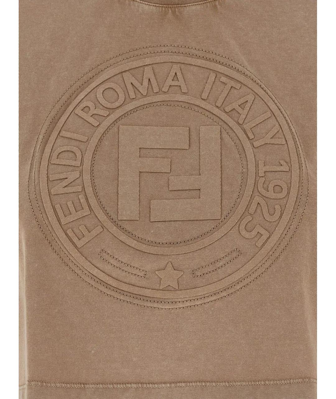FENDI Бежевая хлопковая футболка, фото 3