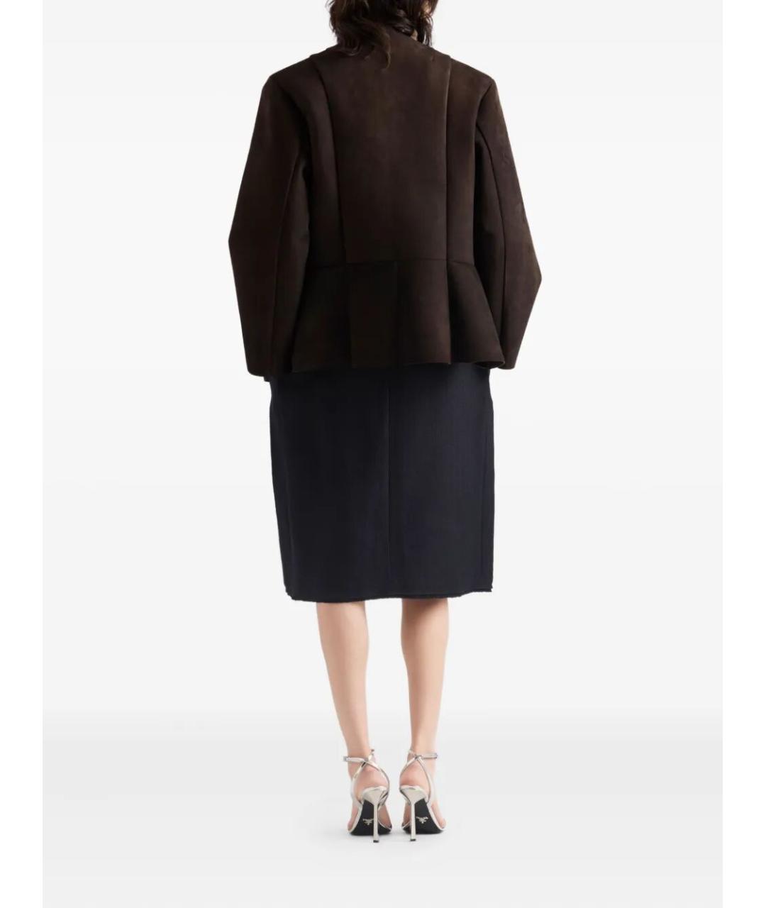 PRADA Темно-синяя шерстяная юбка миди, фото 3