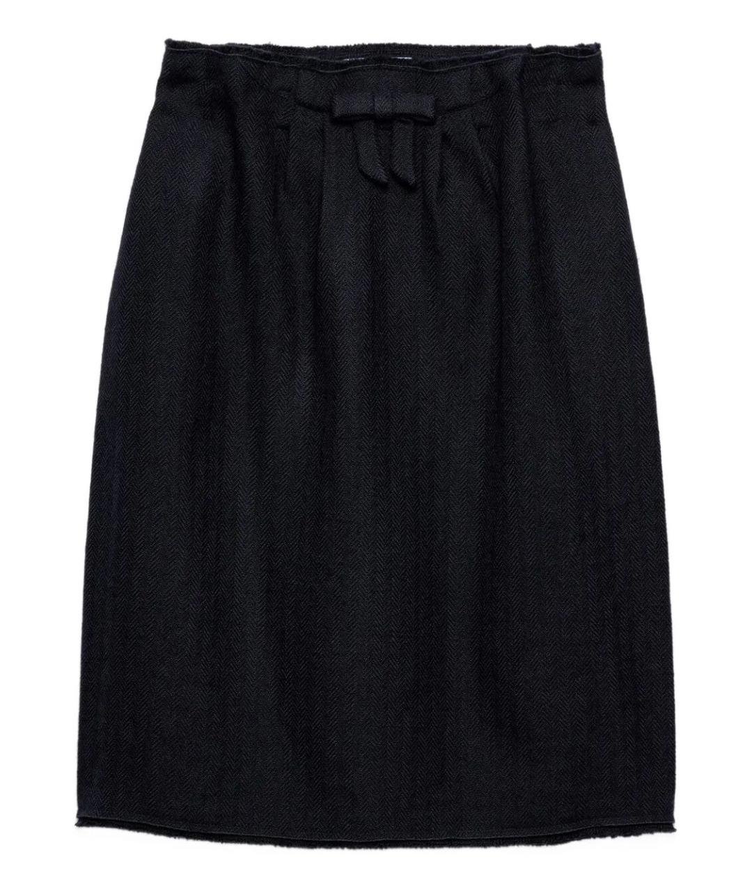 PRADA Темно-синяя шерстяная юбка миди, фото 1