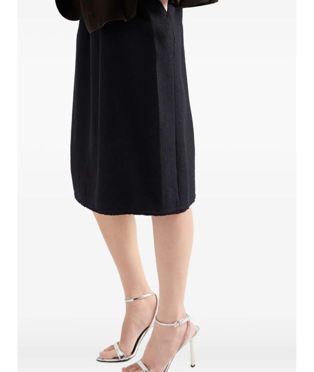 PRADA Темно-синяя шерстяная юбка миди, фото 4