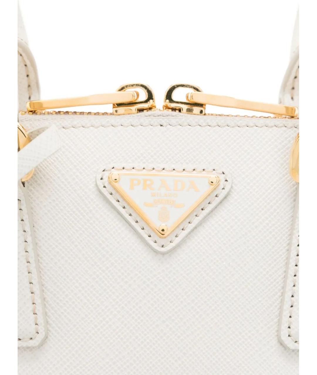PRADA Белая кожаная сумка тоут, фото 4