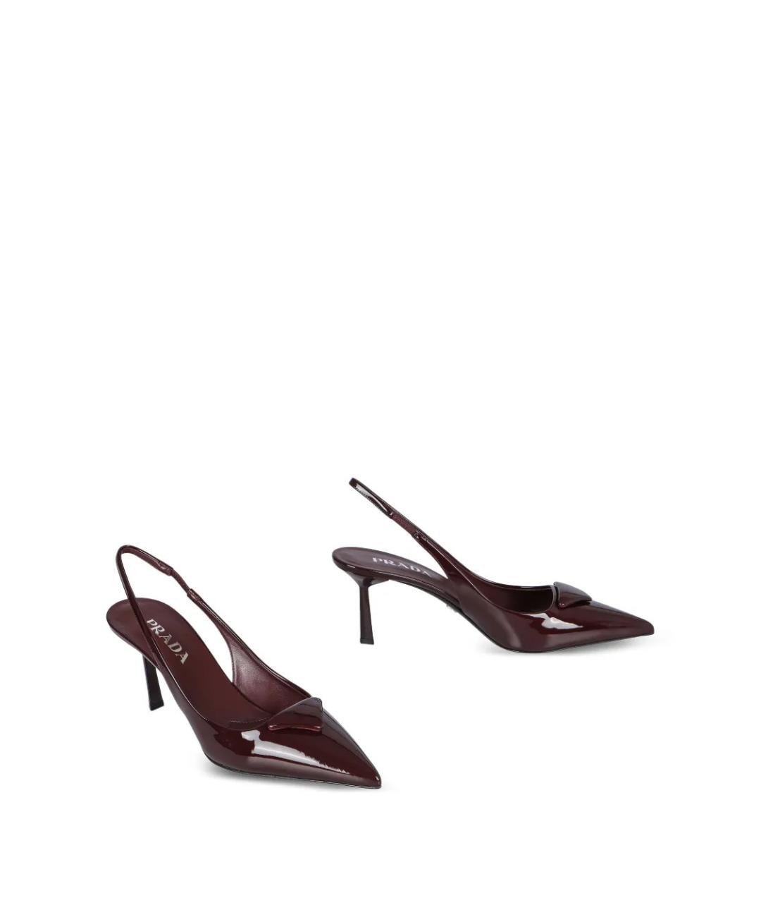 PRADA Бордовые туфли из лакированной кожи, фото 2