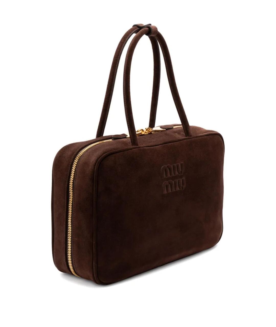 MIU MIU Коричневая замшевая сумка тоут, фото 2