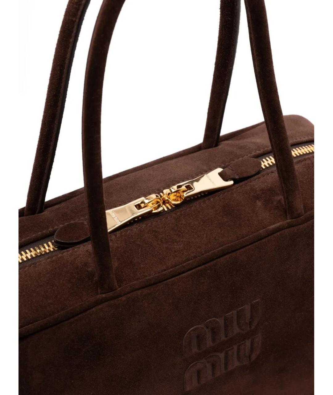 MIU MIU Коричневая замшевая сумка тоут, фото 4