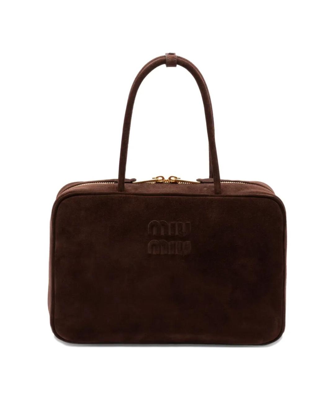 MIU MIU Коричневая замшевая сумка тоут, фото 1