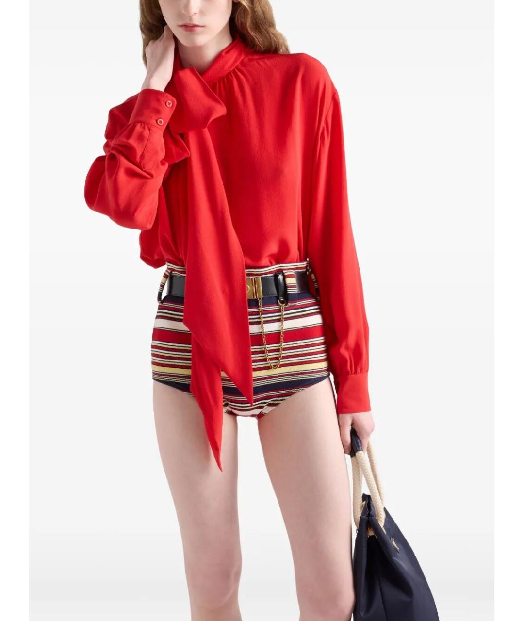 PRADA Красная шелковая блузы, фото 2
