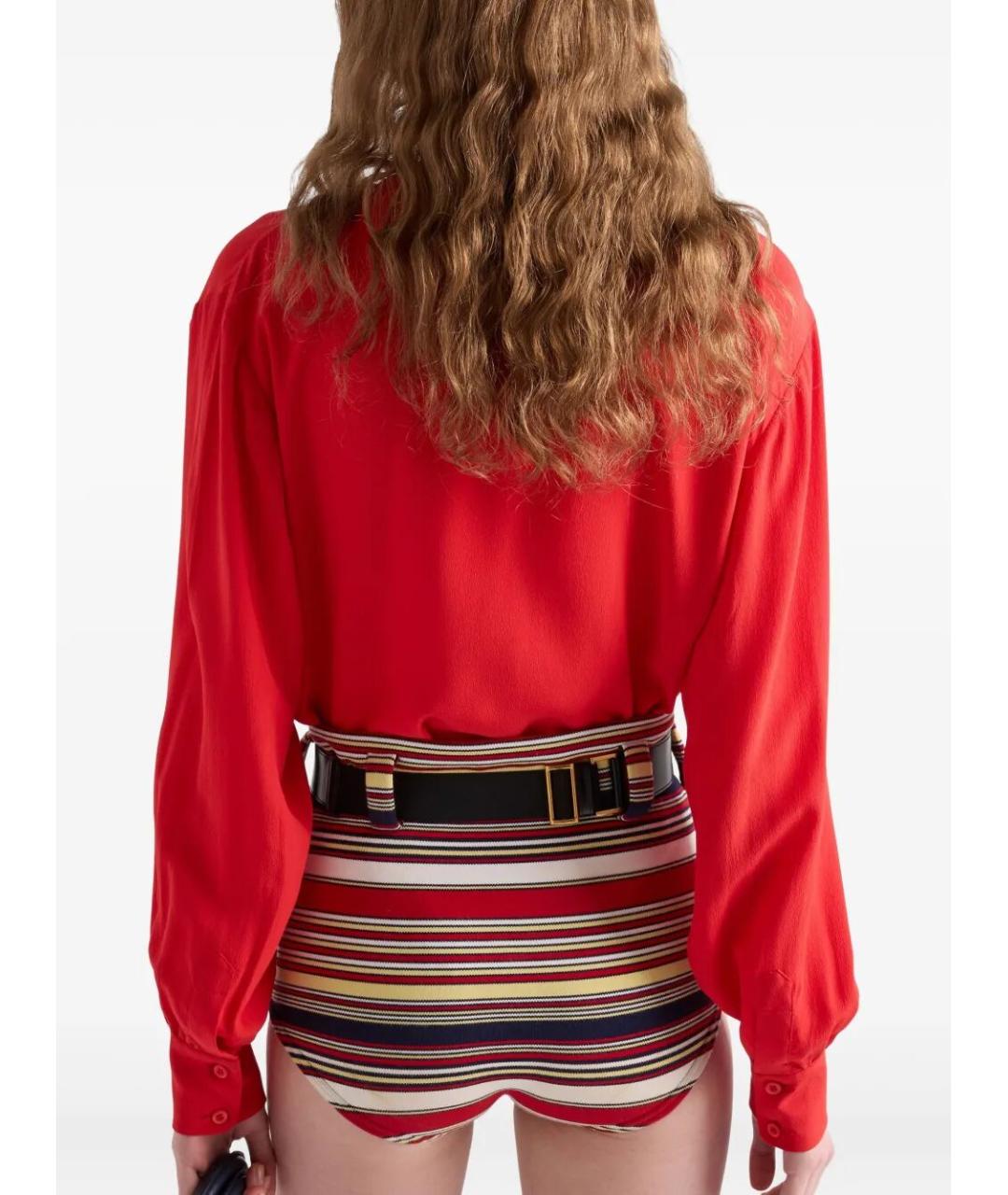 PRADA Красная шелковая блузы, фото 3