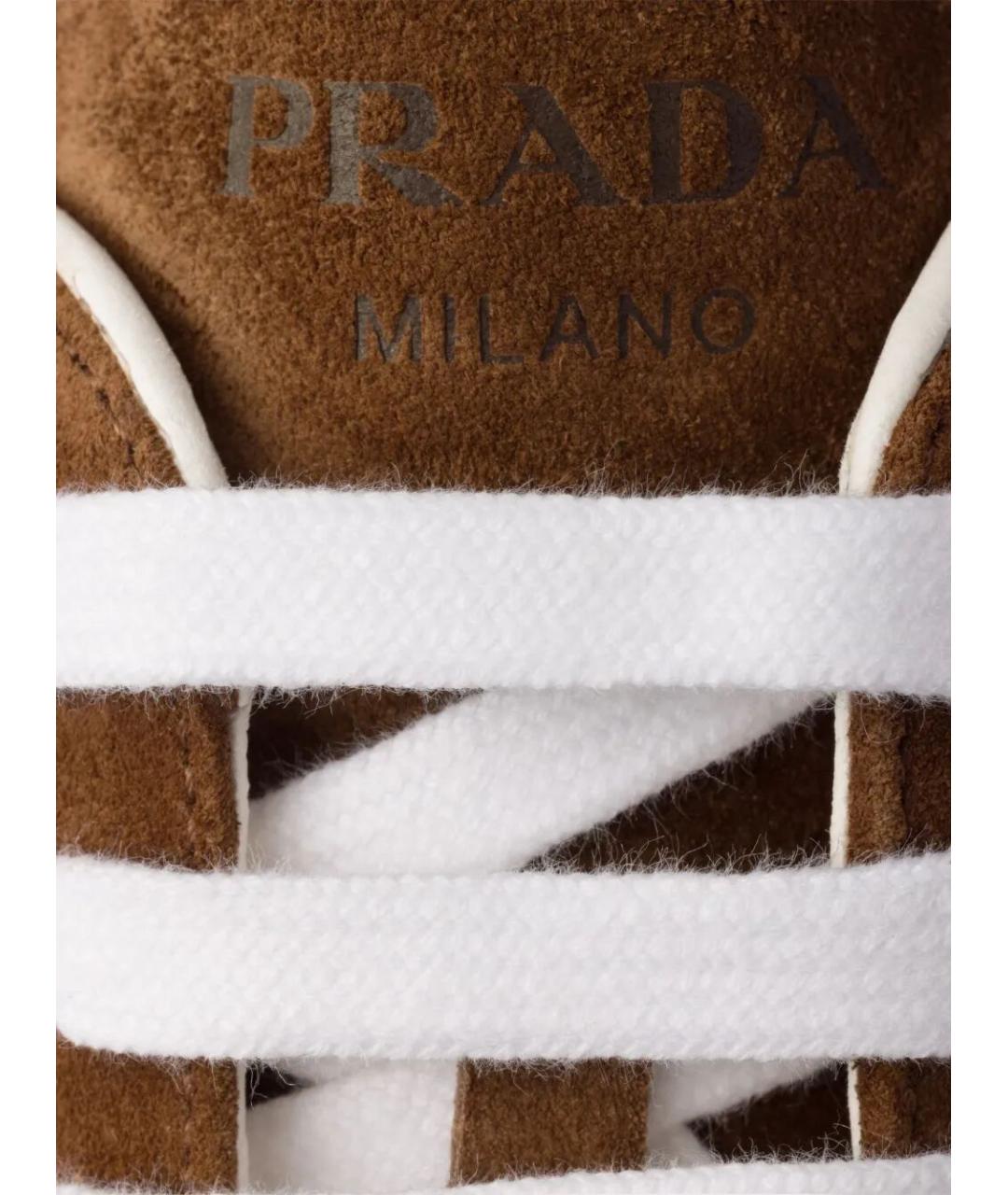 PRADA Коричневые замшевые кроссовки, фото 4