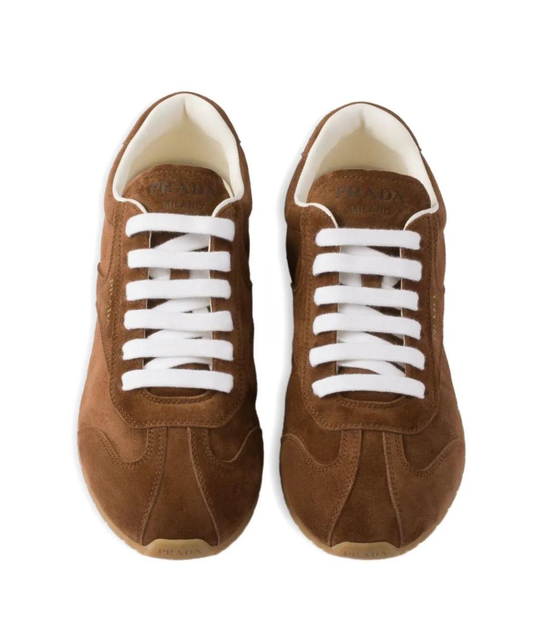 PRADA Коричневые замшевые кроссовки, фото 5