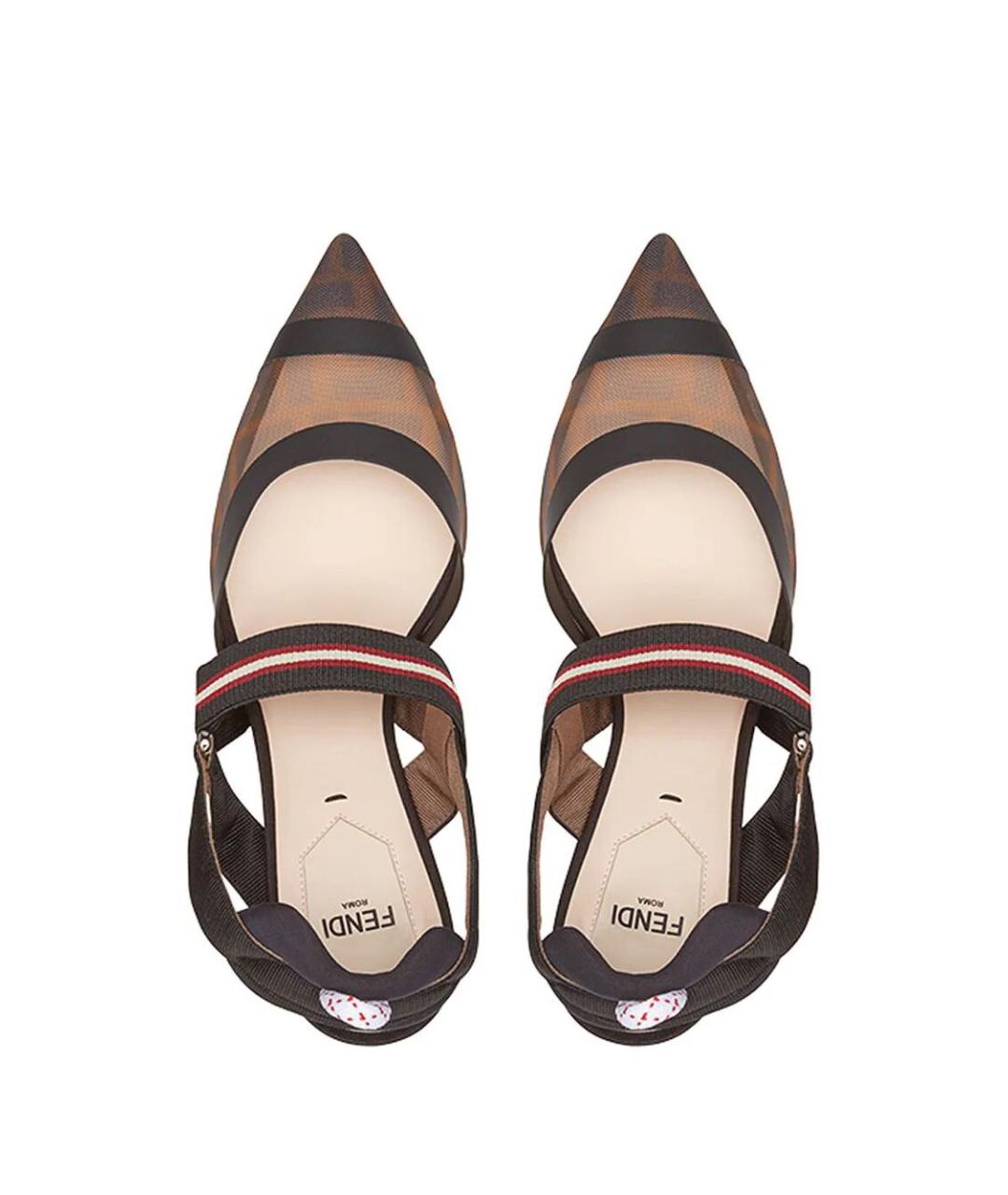 FENDI Коричневые текстильные туфли, фото 4