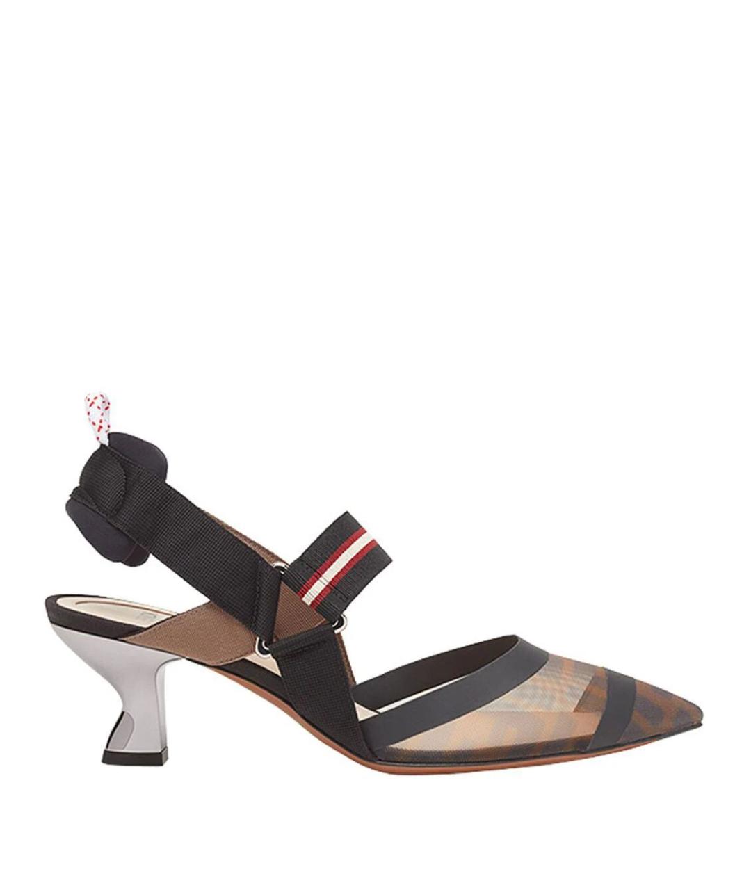 FENDI Коричневые текстильные туфли, фото 1