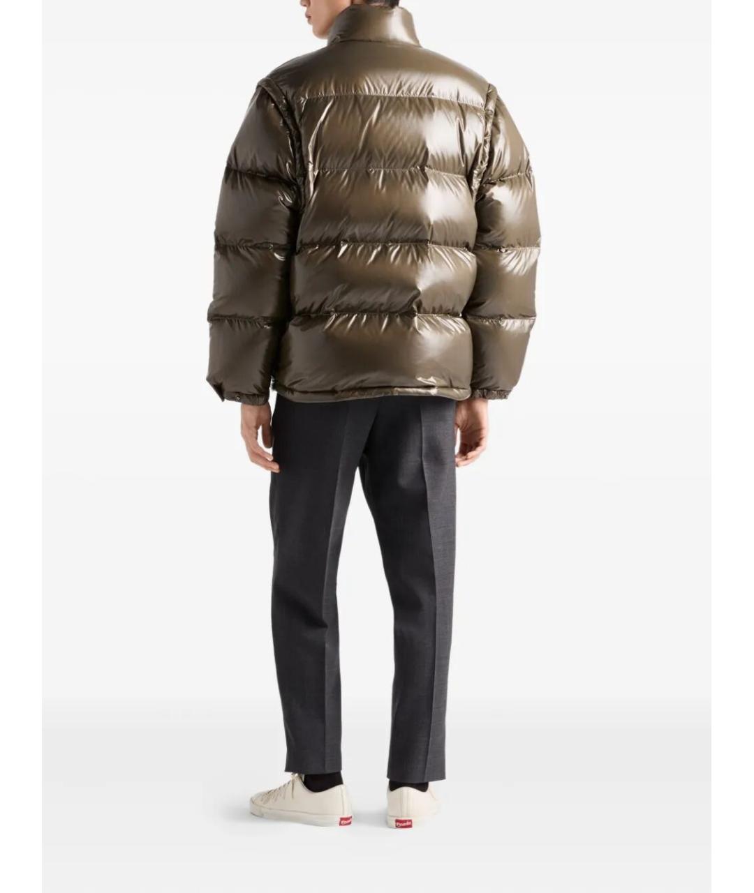 PRADA Хаки полиамидовый пуховик, фото 3