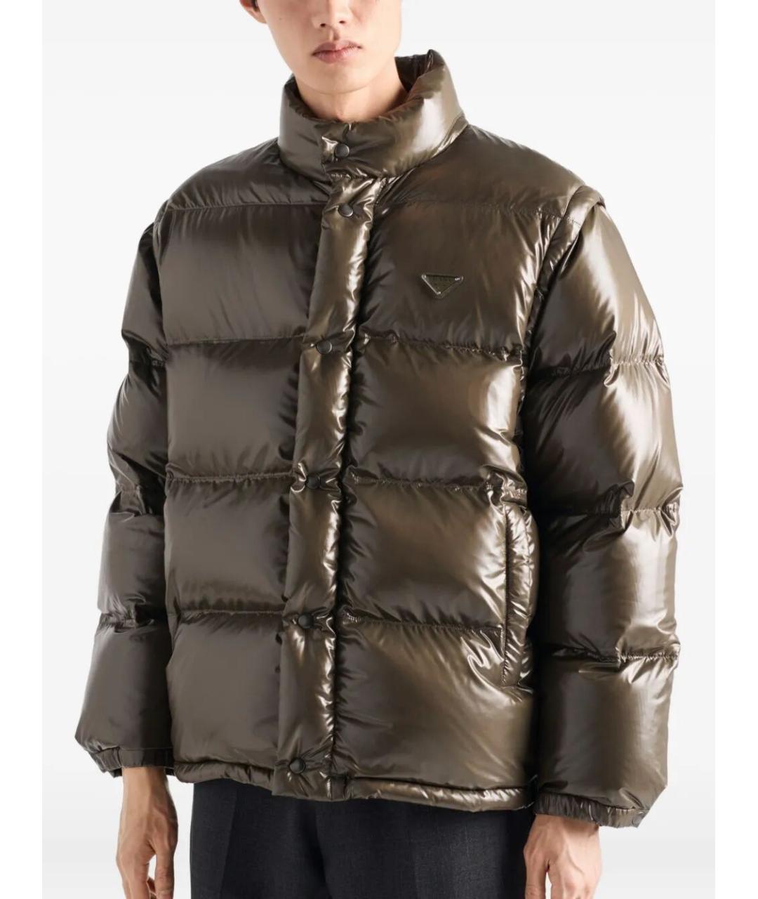 PRADA Хаки полиамидовый пуховик, фото 5