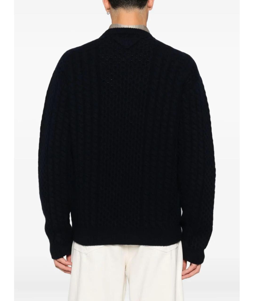 PRADA Темно-синий шерстяной джемпер / свитер, фото 3