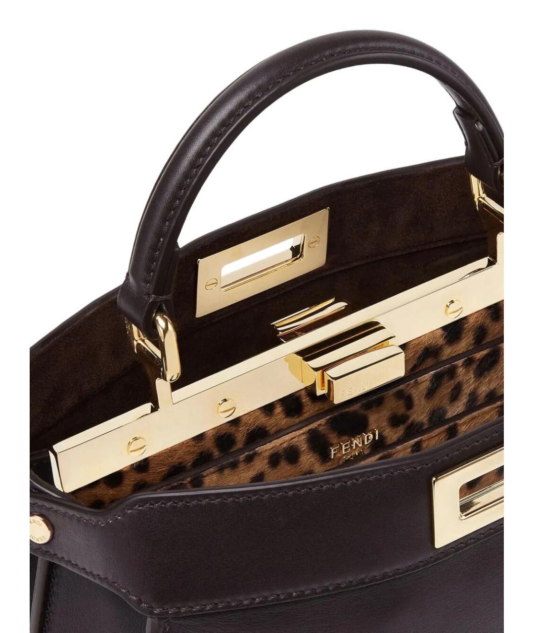 FENDI Коричневая кожаная сумка тоут, фото 5